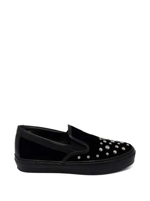 Ferragamo stud-embellished velvet loafers Black 0650661
