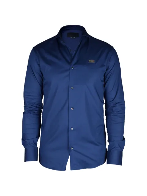 Philipp Plein logo-patch shirt Blue PAACMRP1480PTE012NBLUE2