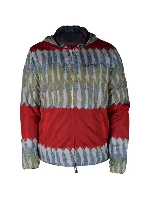 Valentino Garavani leaf print hooded jacket White VCI0Q94YL