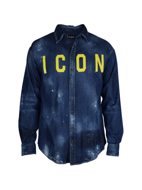 DSQUARED2 Icon-print denim shirt Blue S74DM0273S30341