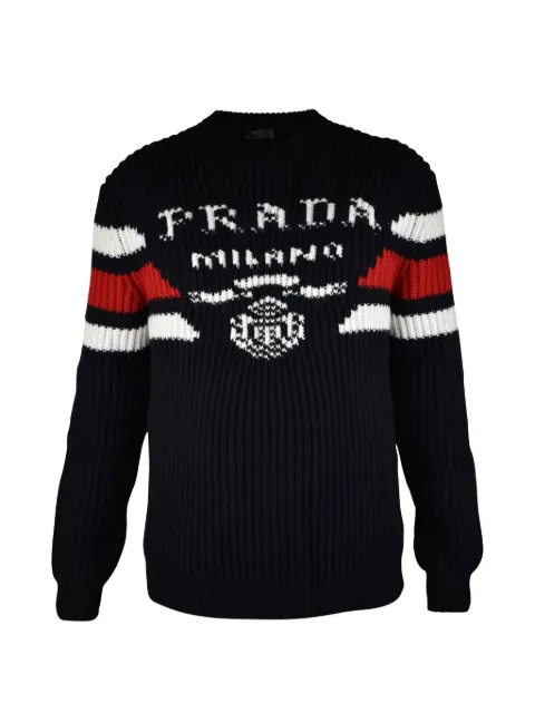 Prada logo crew neck sweater Blue UMB33910O9F0002
