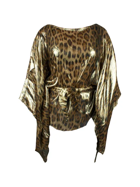 Roberto Cavalli leopard-print draped kaftan Gold QKT725XFF53