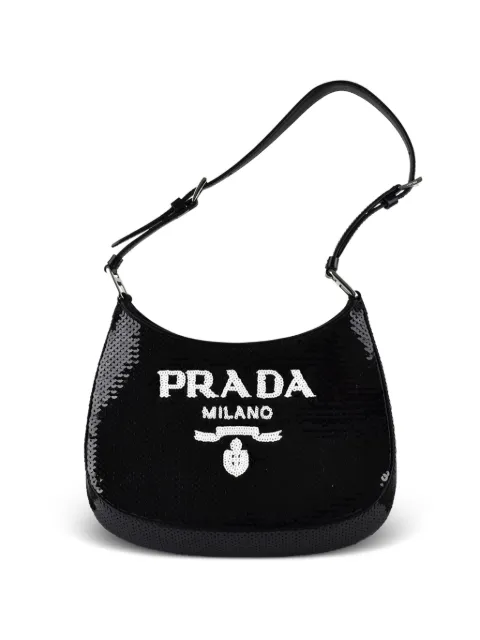 Prada sequin logo tote bag Black P00627823