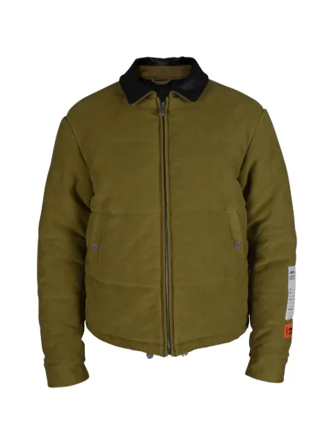 Heron Preston quilted contrast-collar jacket Green HMED006F20FAB0046300