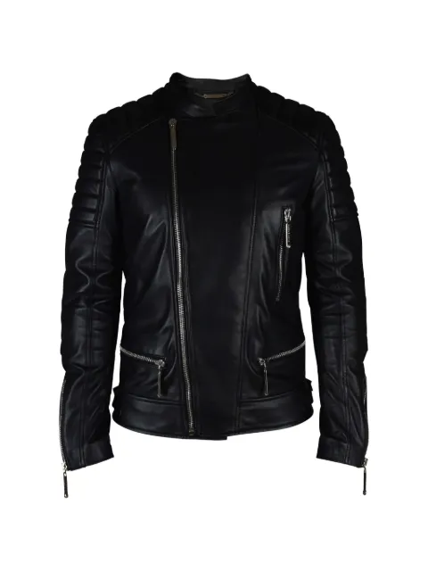 Philipp Plein quilted zip biker jacket Black 12VESTEBIKERPPNOIRMATELASSE