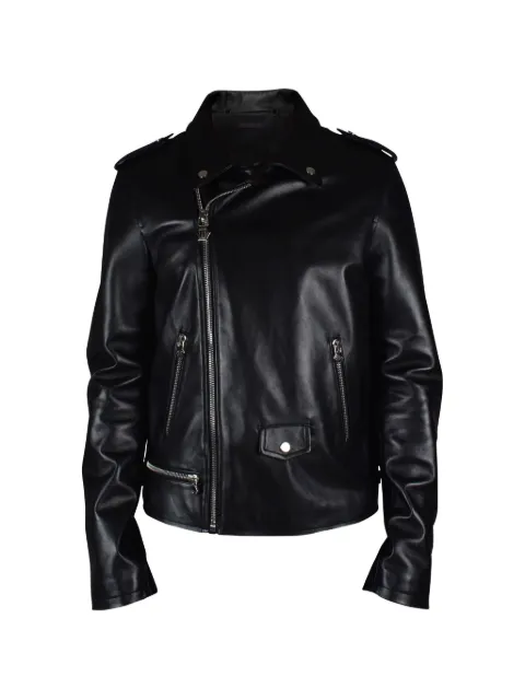 Philipp Plein zip leather biker jacket Black PERFECTOCUIRNOIRPLEIN