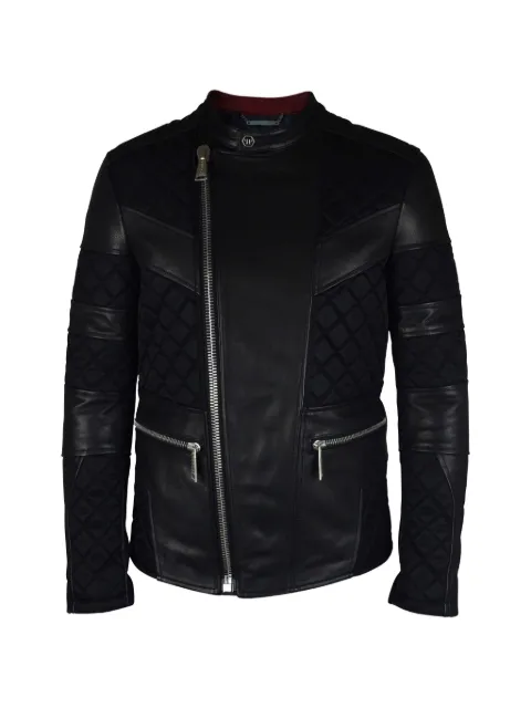 Philipp Plein quilted leather biker jacket Black VESTEBIKERPPCUIRNOIRMATELASSE