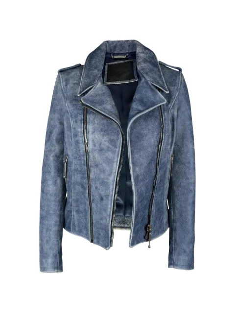 Philipp Plein silver zippers jacket Blue VESTEPPCUIRBLEU3