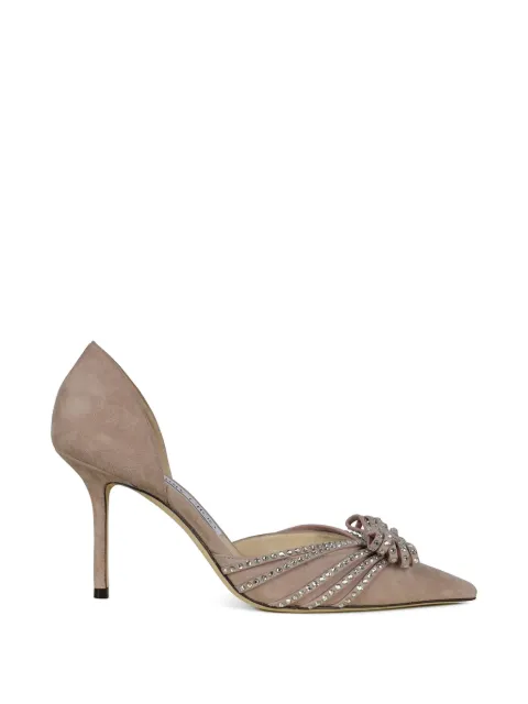 Jimmy Choo crystal-embellished bow-detail pumps Neutrals KAITENCE85DHO