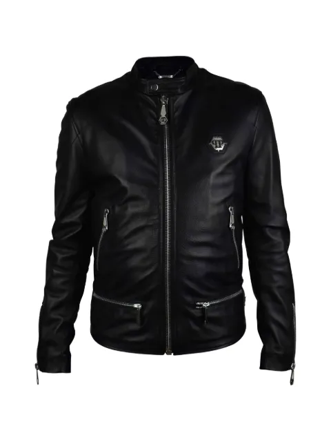 Philipp Plein zip fastening biker jacket Black VESTEBIKERNOIRGRAINEARGENTZIPP3