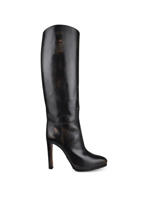 Lauren Ralph Lauren monogrammed almond leather boots Black 455156
