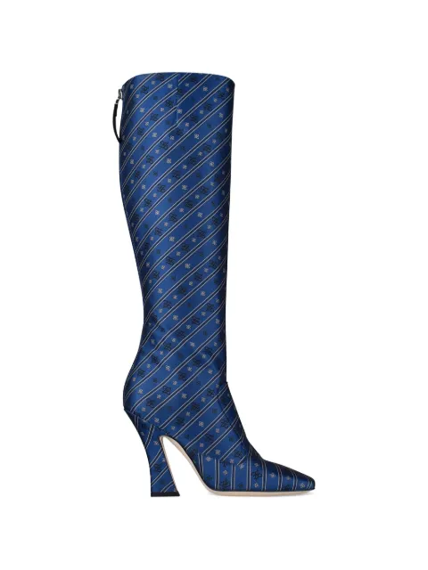 FENDI embroidery diagonal boots Blue BOTTESFENDIBLEUROI
