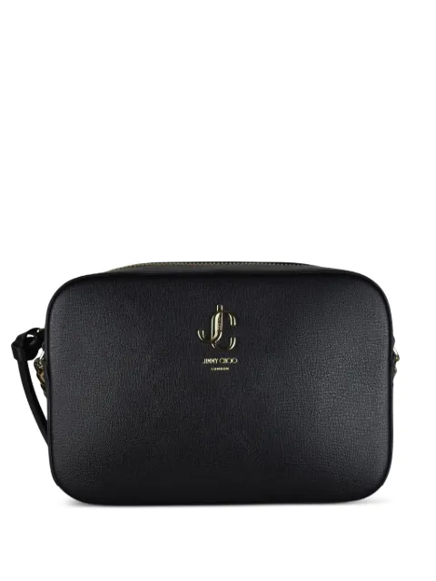 Jimmy Choo logo grained leather shoulder bag Black CUIRNOIR