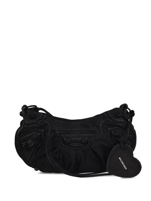 Balenciaga Cagole rhinestone trim shoulder bag Black 6713071000P528147