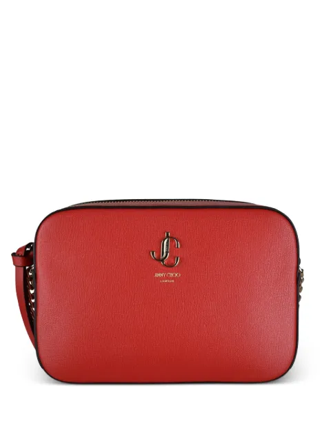 Jimmy Choo logo chain leather shoulder bag Red CUIRROUGE