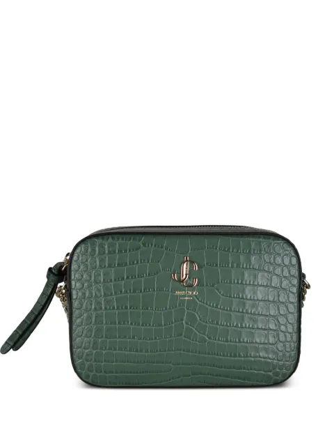 Jimmy Choo logo shoulder bag Green CROCOVERT