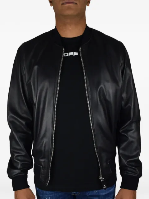 Philipp Plein zip skull leather jacket Black BOMBERPPNOIRINDIEN
