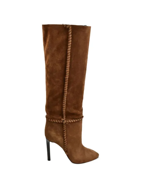 Saint Laurent Mica braided-seam boots Brown 552677BT3001000MARRON