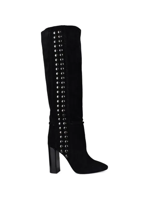 Saint Laurent studded braided suede boots Black BOTTESSLDAIMNOIR