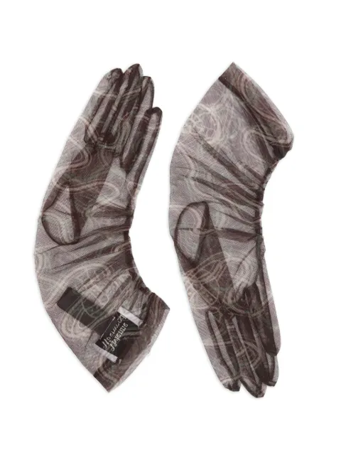 Vivienne Westwood printed tulle gloves Brown 8202003NW01HP