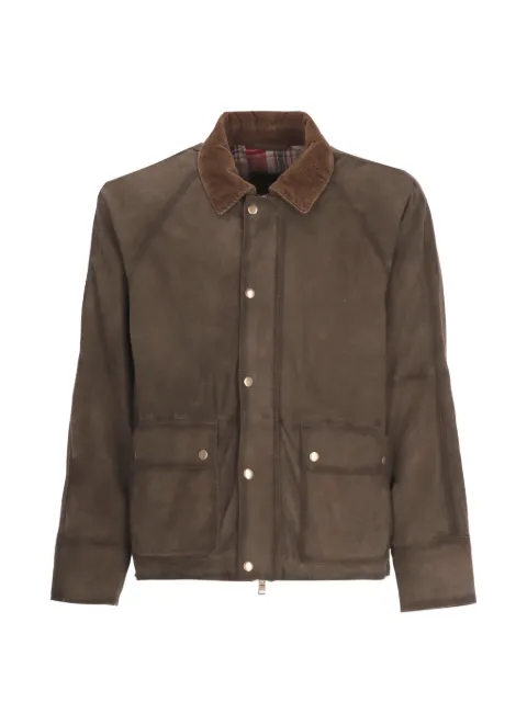 THE JACK LEATHERS Norfolk corduroy-collar suede jacket Brown NORFOLKSUEDE651