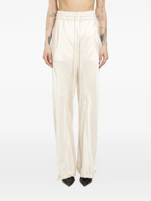 YEHUAFAN drawstring-detail satin trousers Neutrals C1001014