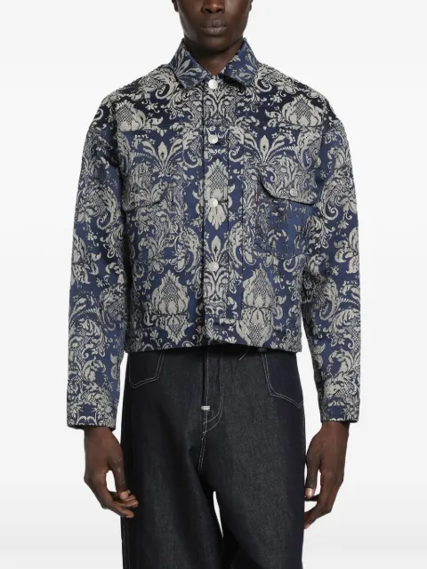 Junya Watanabe MAN brocade cropped jacket Blue WQJ202