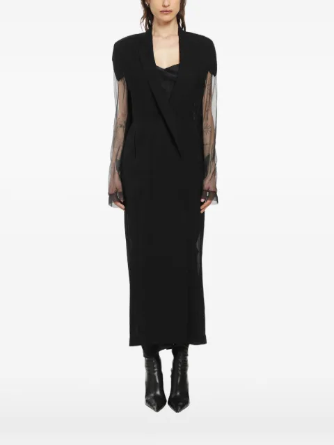 YEHUAFAN long-slevee V-neck coat Black C1001024