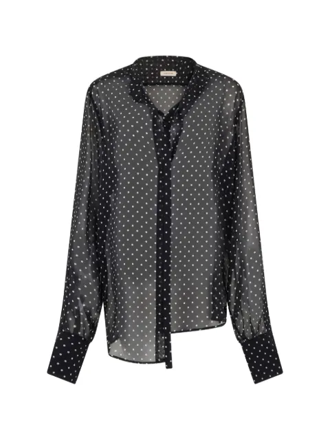 The Mannei polka-dot asymmetric blouse Blue AW25155