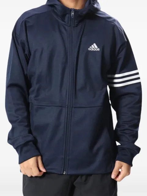 adidas logo-print zip-up hoodie Blue DH3965