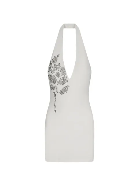 David Koma metallic-flower halterneck mini dress White RE26DK57D