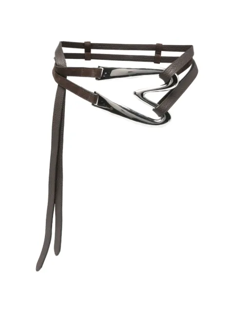 Moschino silver-tone buckle leather belt Brown MC6022PP0OOF931A