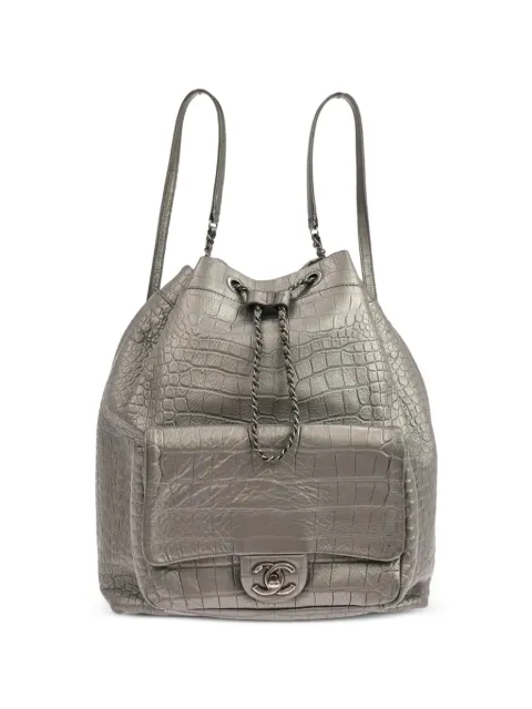 CHANEL Pre-Owned 2019 crocodile-embossed leather backpack Grey 136222