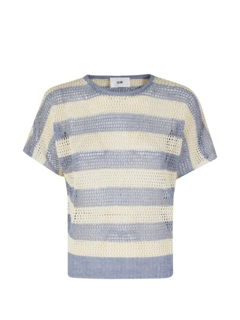SOLOTRE Maglia Righe Latte striped open-knit sweater Blue M3AB0021098