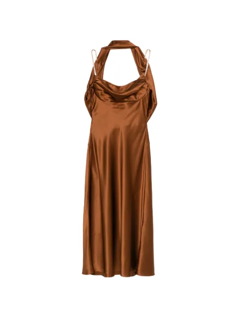 Rebecca Vallance Phoenix crystal-embellished halter-neck midi dress Brown 26011540