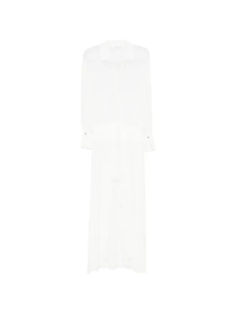 Patrizia Pepe lace-up ruffled asymmetric dress White 2A3063A776