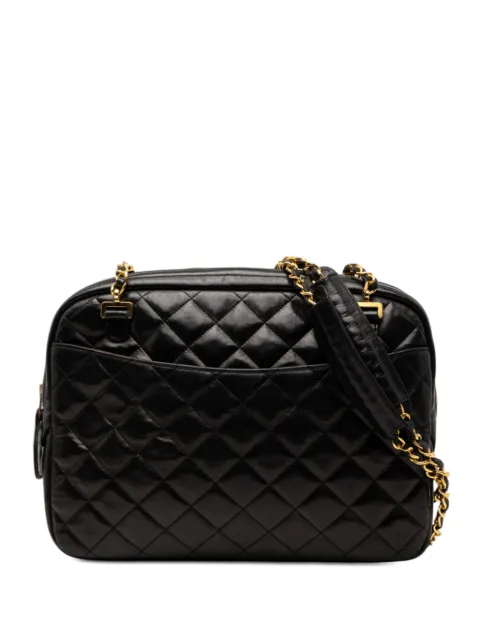 CHANEL Pre-Owned 1989-1991 CC Quilted Lambskin Front Pocket Chain Camera Bag shoulder bag Black QNODB1RMA8ET45YJ