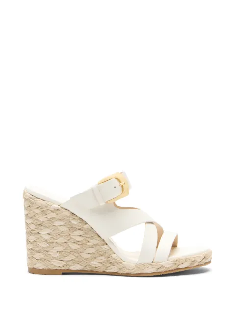 Stuart Weitzman Sai buckle-fastening wedge espadrilles White SN516SMOCRM