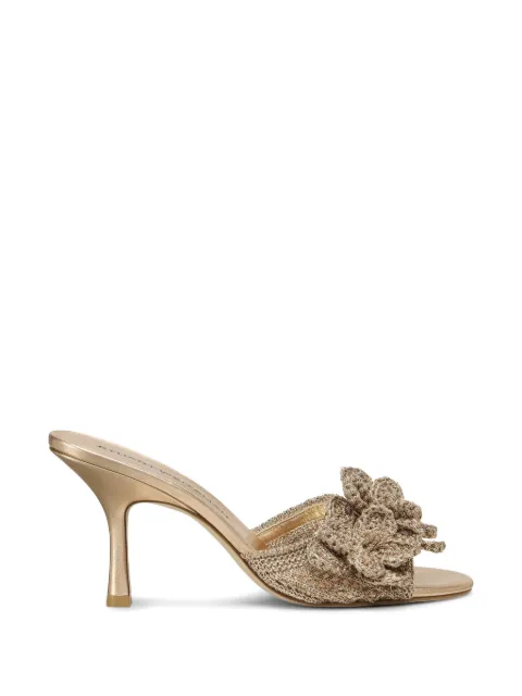 Stuart Weitzman Lotus floral-appliqué crochet-knit sandals Gold SN628LCZLIO