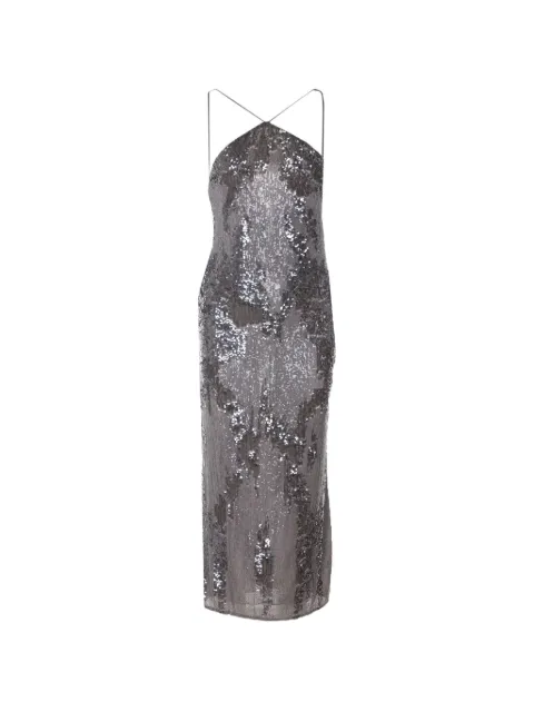 Patrizia Pepe sequined spaghetti-strap maxi dress Grey 2A3039J422S770