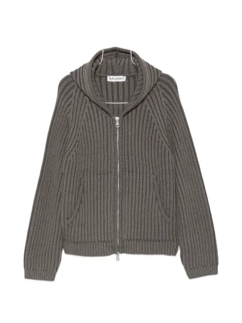 OUR LEGACY Level ribbed-knit hoodie cardigan Grey M4263LS