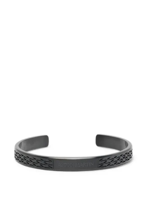 Aston Martin Watches engraved-logo cuff bracelet Black MJIGS6BM1