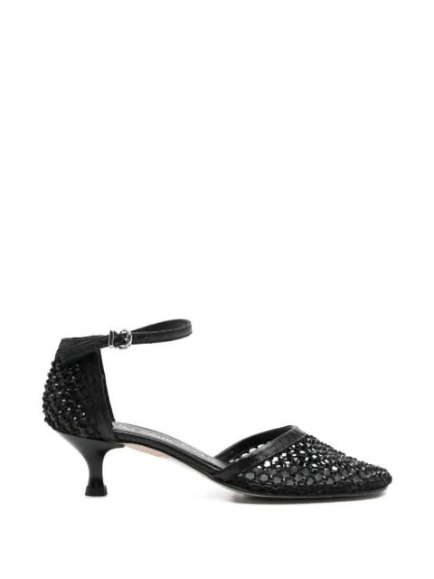 Pedro Miralles Viana crystal-embellished mesh pumps Black 18656