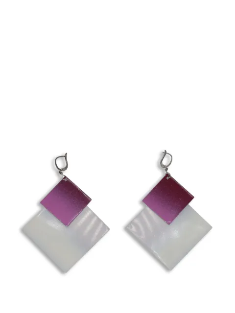 Vintage square drop earrings White L0000003