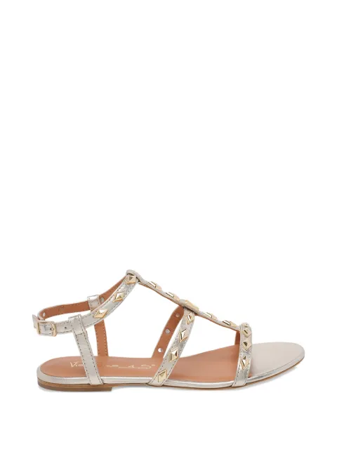 Via Roma 15 leather flat sandals Silver 463983CPLATINO