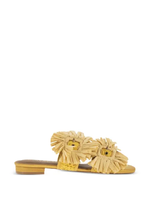 Kurt Geiger London raffia-fringe floral-embellished sandals Neutrals 5588093999