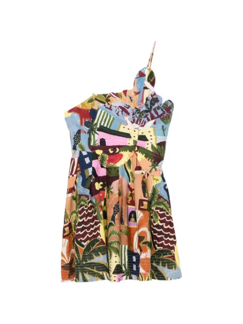 FARM Rio graphic-print bow-detail dress Blue 358883