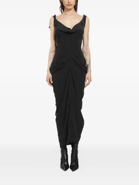 YEHUAFAN silk midi dress Black C1001010