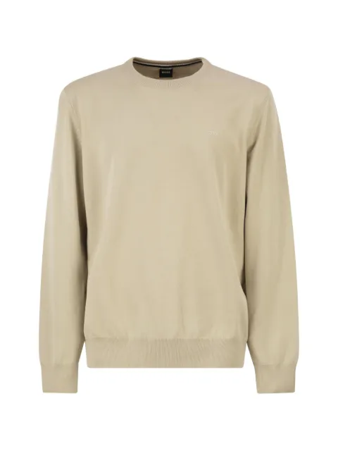 BOSS embroidered-logo crew neck sweater Neutrals 5055634410277280286