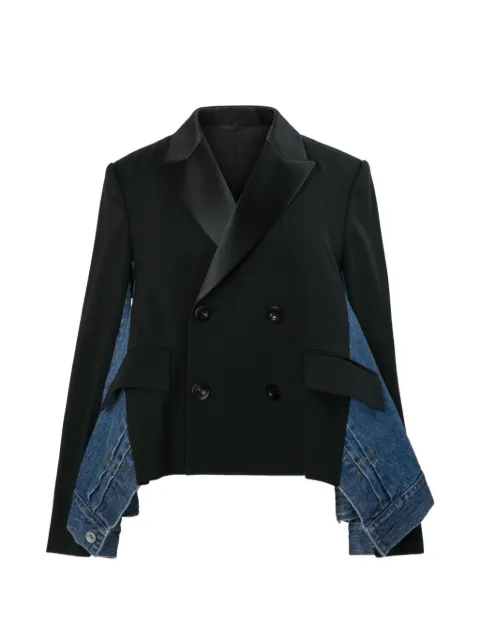 sacai wool suiting x denim jacket Black 2608434